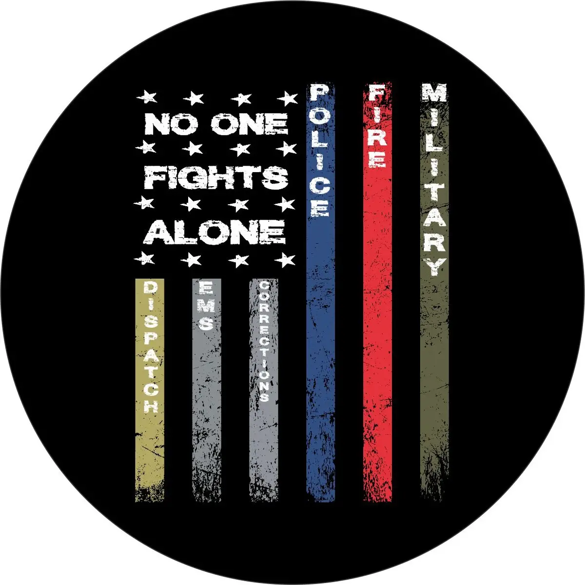 No One Fights Alone American Flag Spare Tire Cover For Jeep, Bronco, Rv, Camper, Trailer, Van, & More 1
