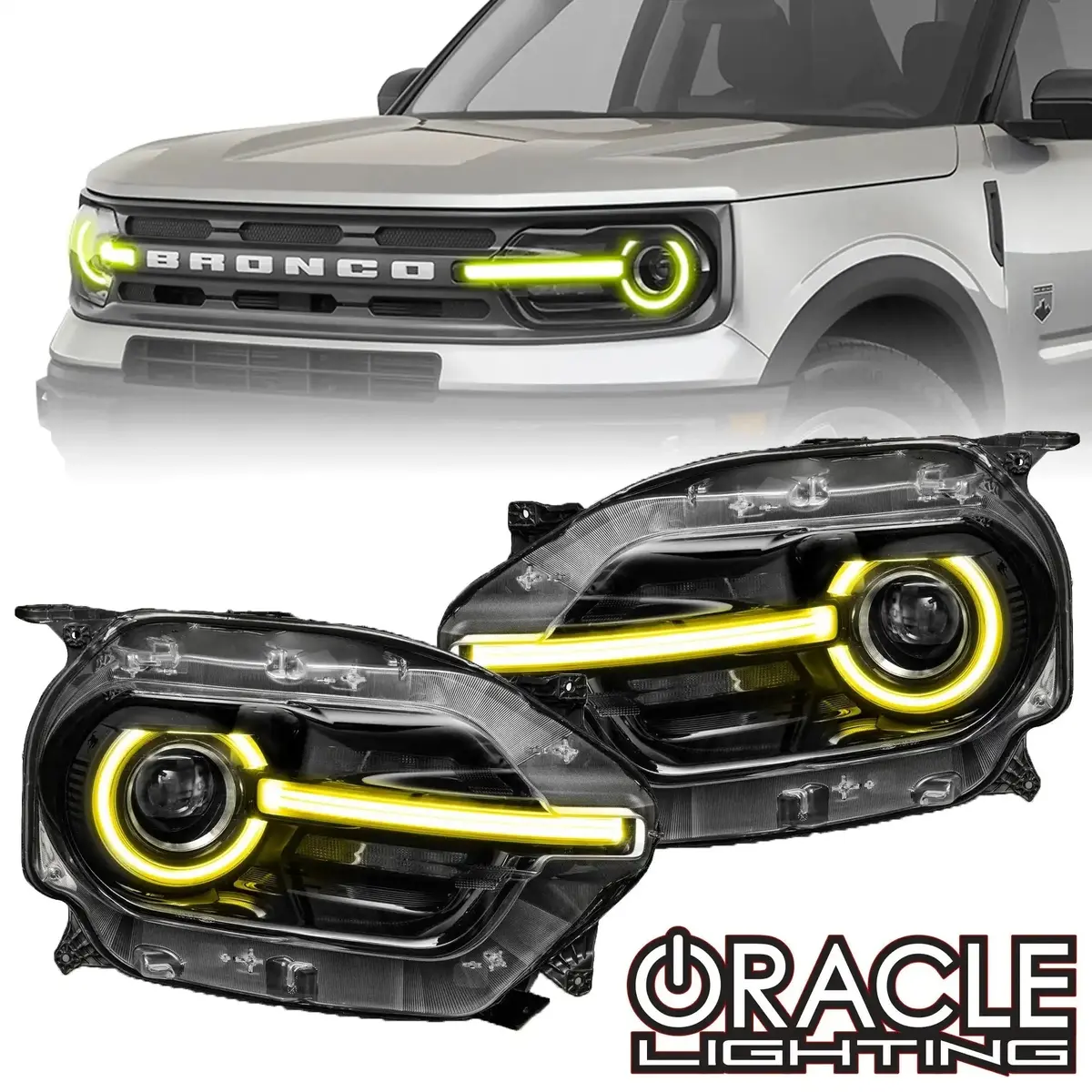 Oracle Lighting 2021-2025 Ford Bronco Sport Colorshift Rgb+W Headlight Drl + Halo Upgrade 1