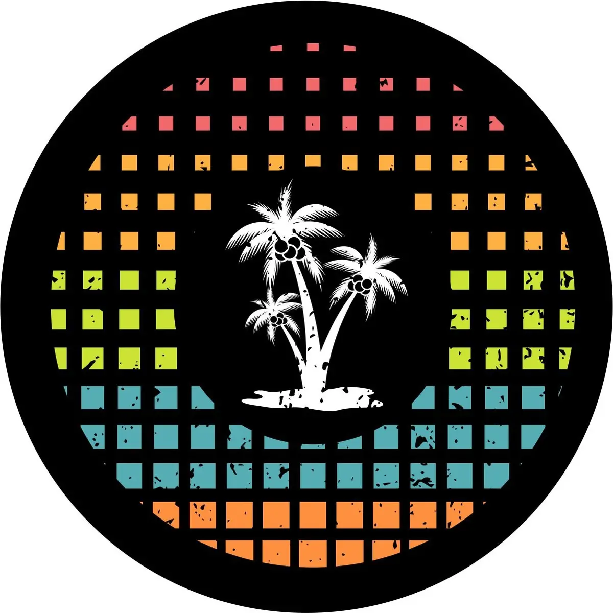 Palm Trees Tropical Summer Vibes Spare Tire Cover For Jeep, Camper, Rv, Bronco 1