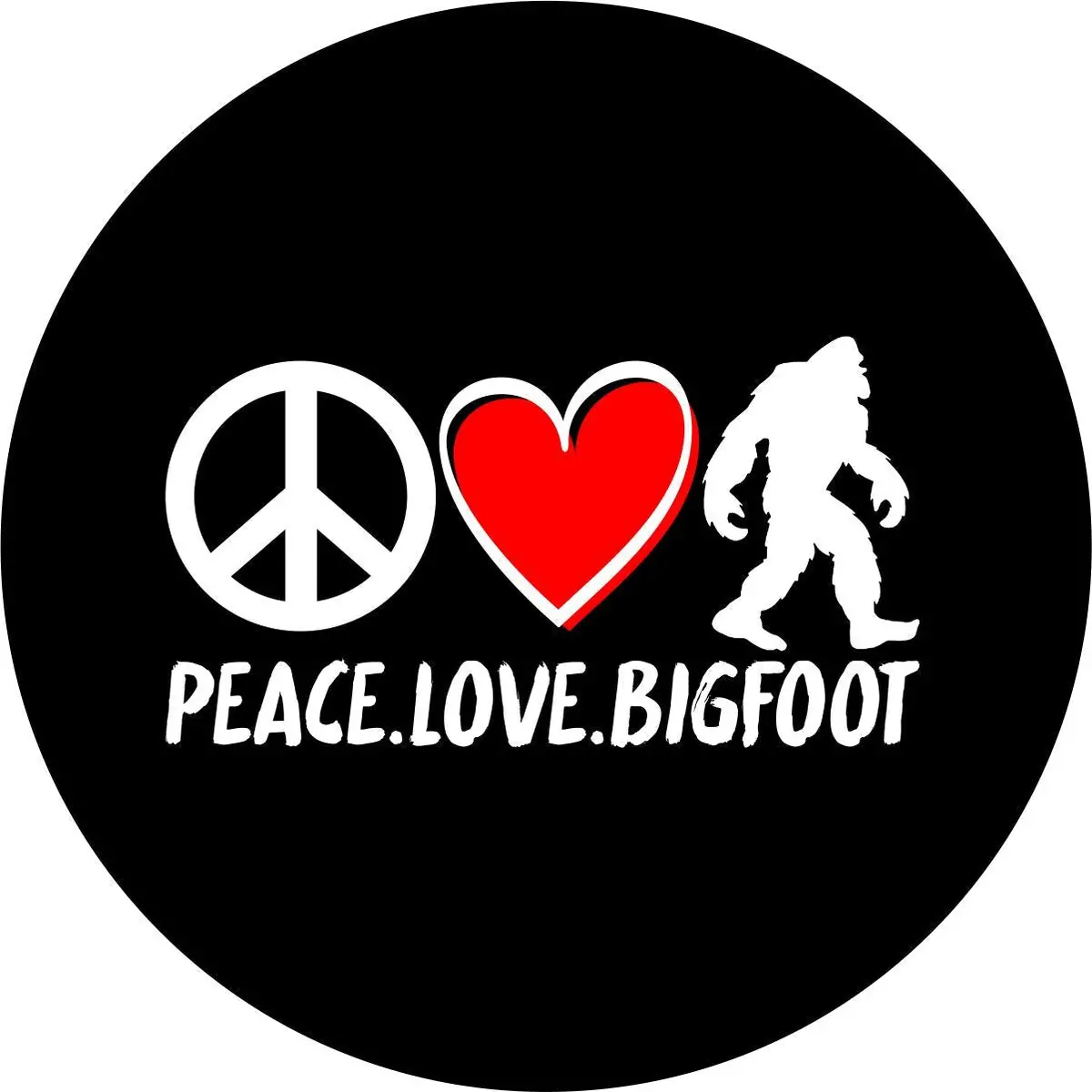 Peace Love Bigfoot Sasquatch Spare Tire Cover For Bronco, Jeep, Rv, Camper, & More 1