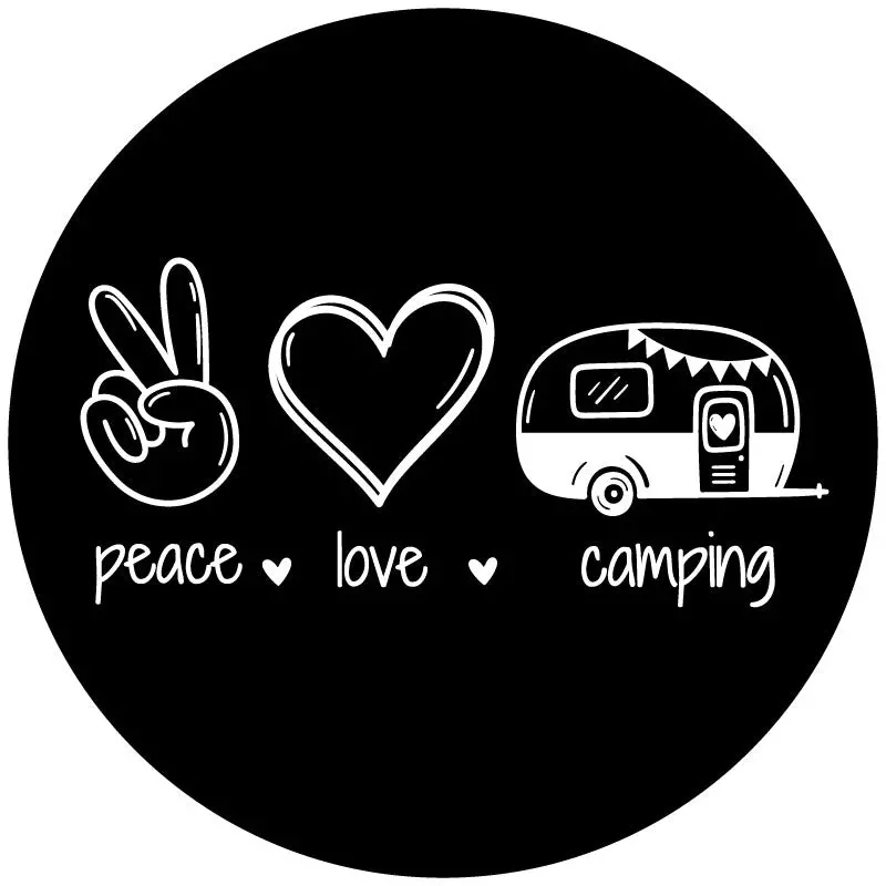 Peace Â€¢ Love Â€¢ Camping Spare Tire Cover For Rv And Campers 1