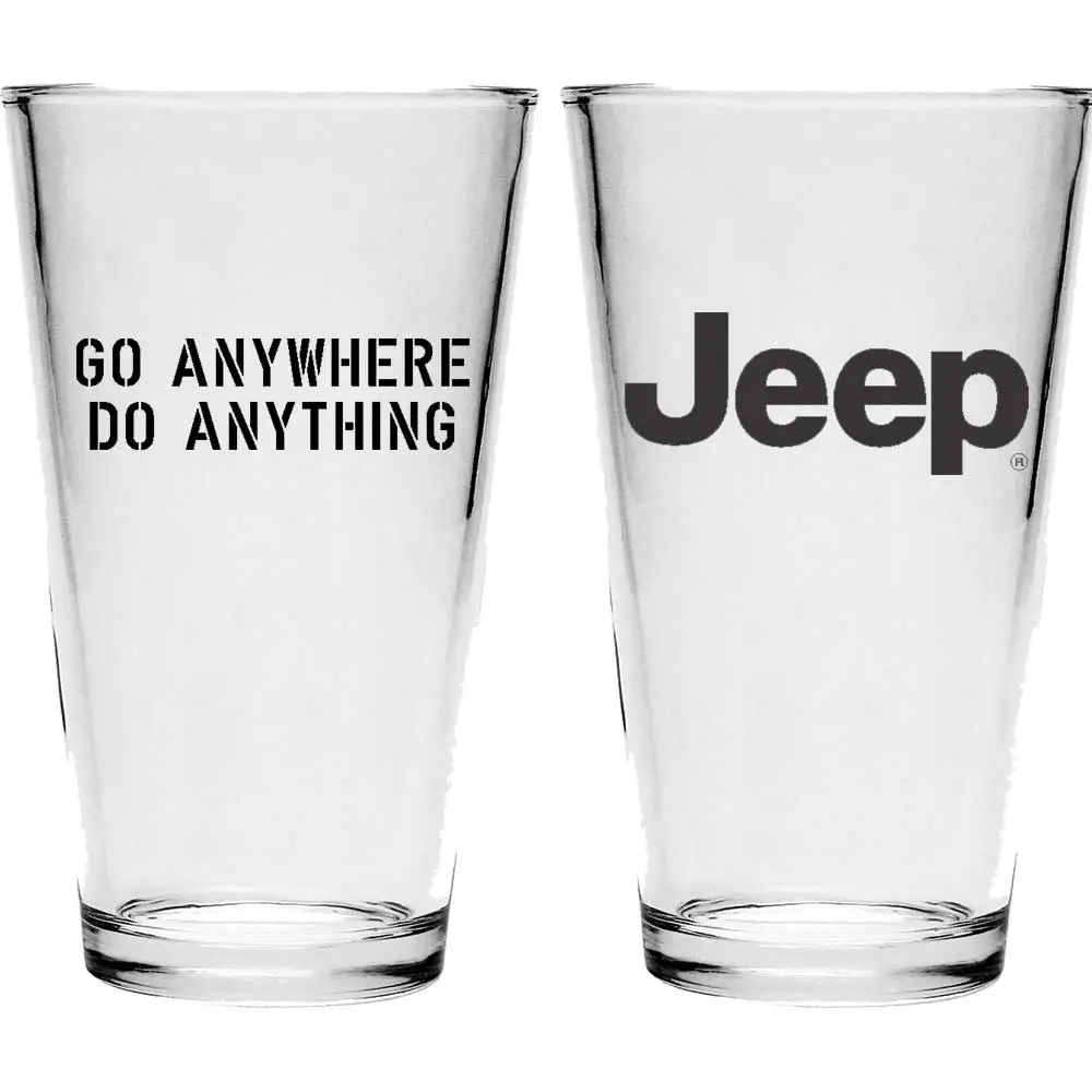 Pint Glass - Jeep Text - Go Anywhere. Do Anything. (Black) 1