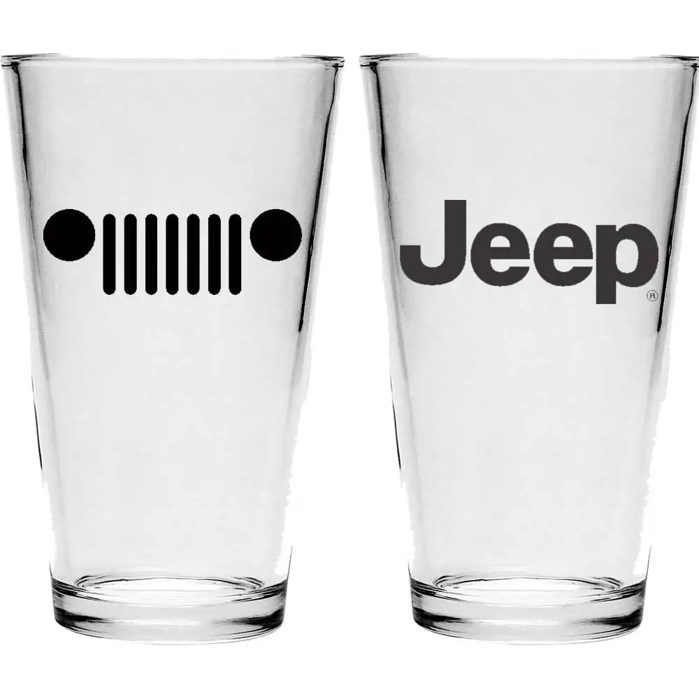 Pint Glass - Jeep Text / Jeep Grille (Black) 1