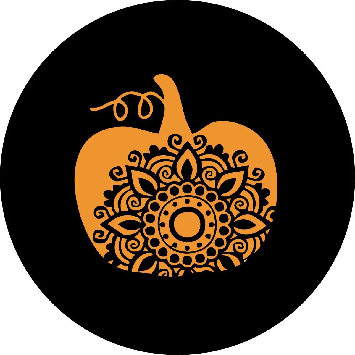 Pumpkin Silhouette & Mandala Spare Tire Cover For Jeep, Rv, Bronco, Camper, Etc. 1
