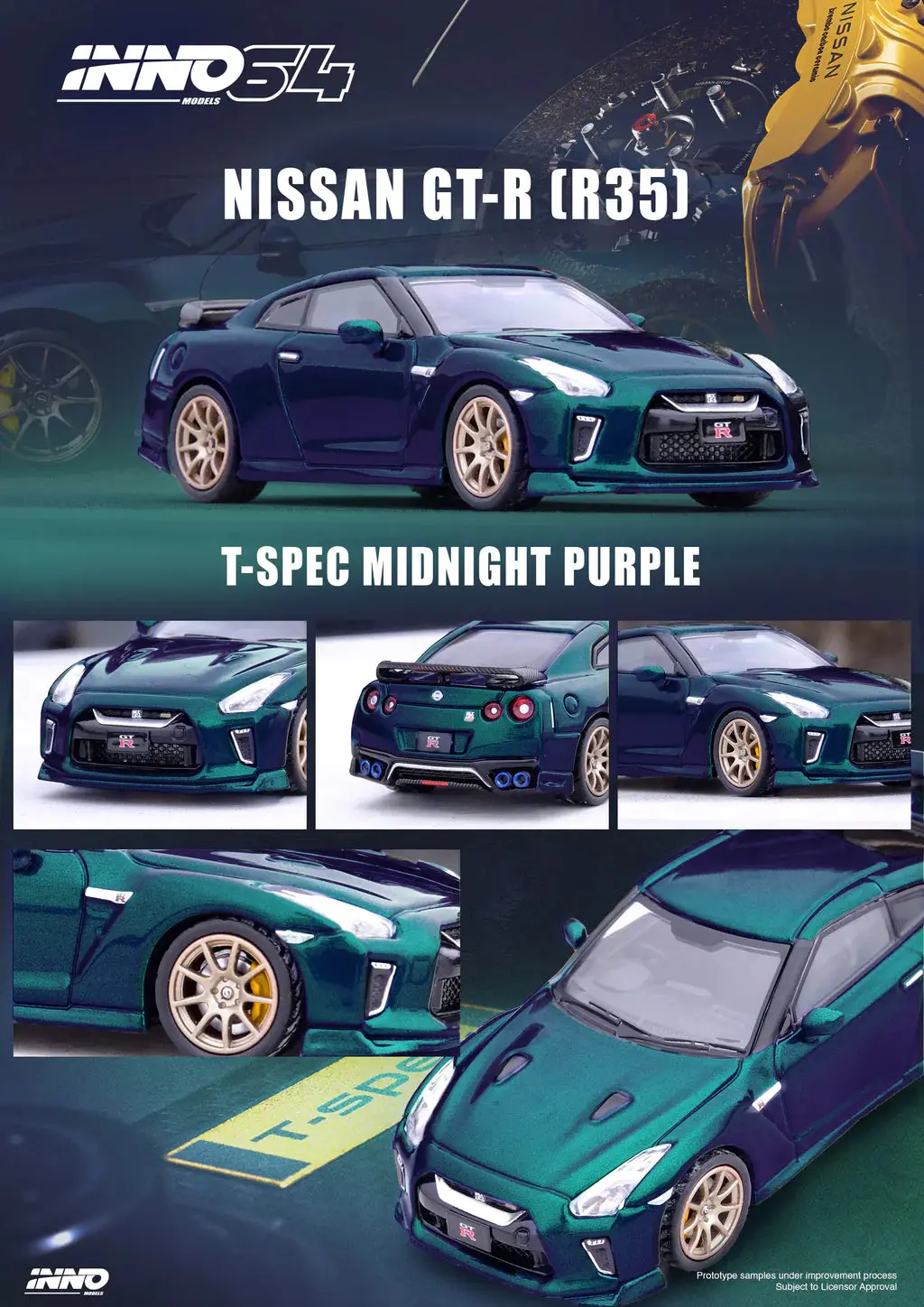 Inno64 1/64 Nissan Skyline Gt-R R35 T-Spec Midnight Purple 1