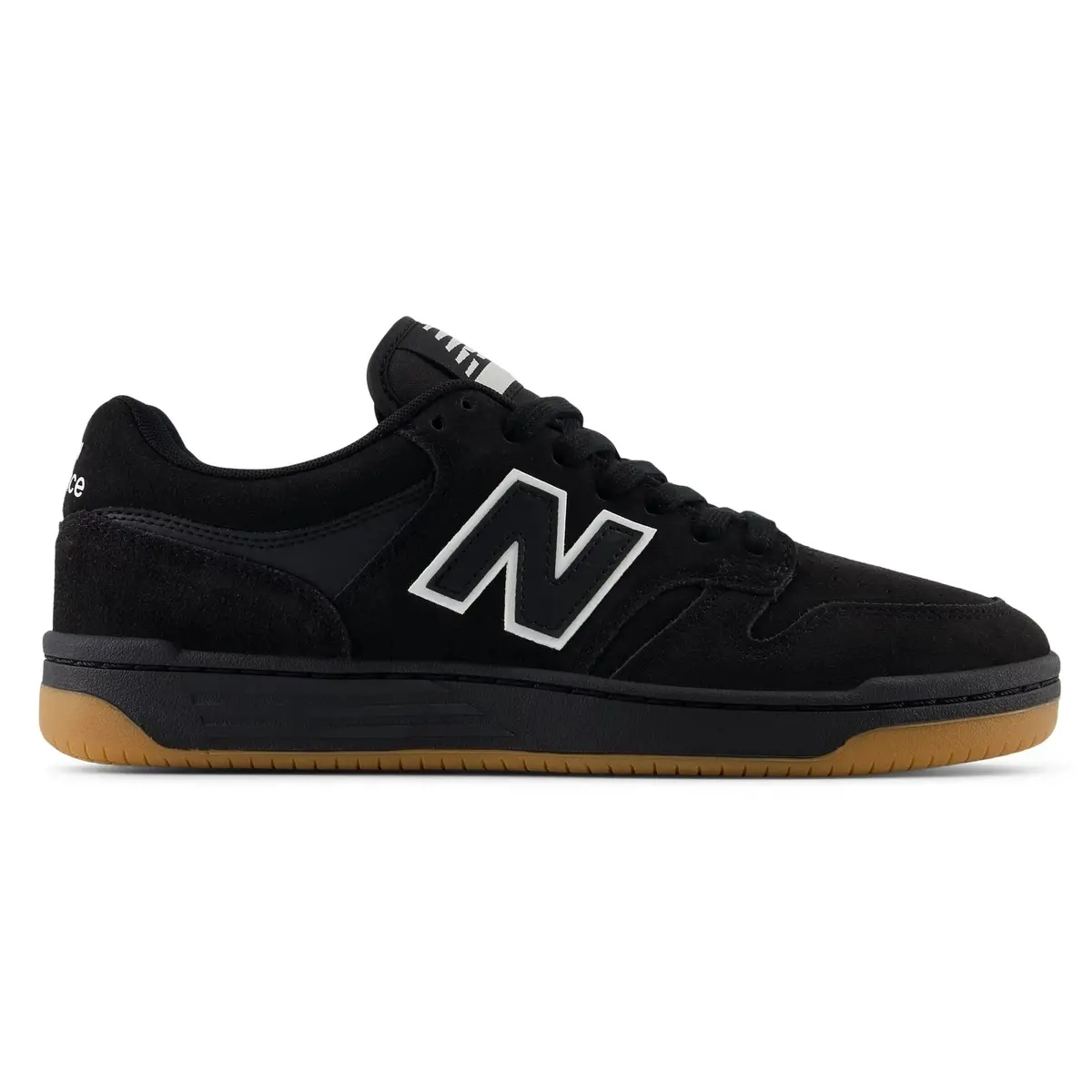 Stylish, performance-driven New Balance Numeric 480 skate shoes in a sleek all-black colorway for everyday wear and board control.