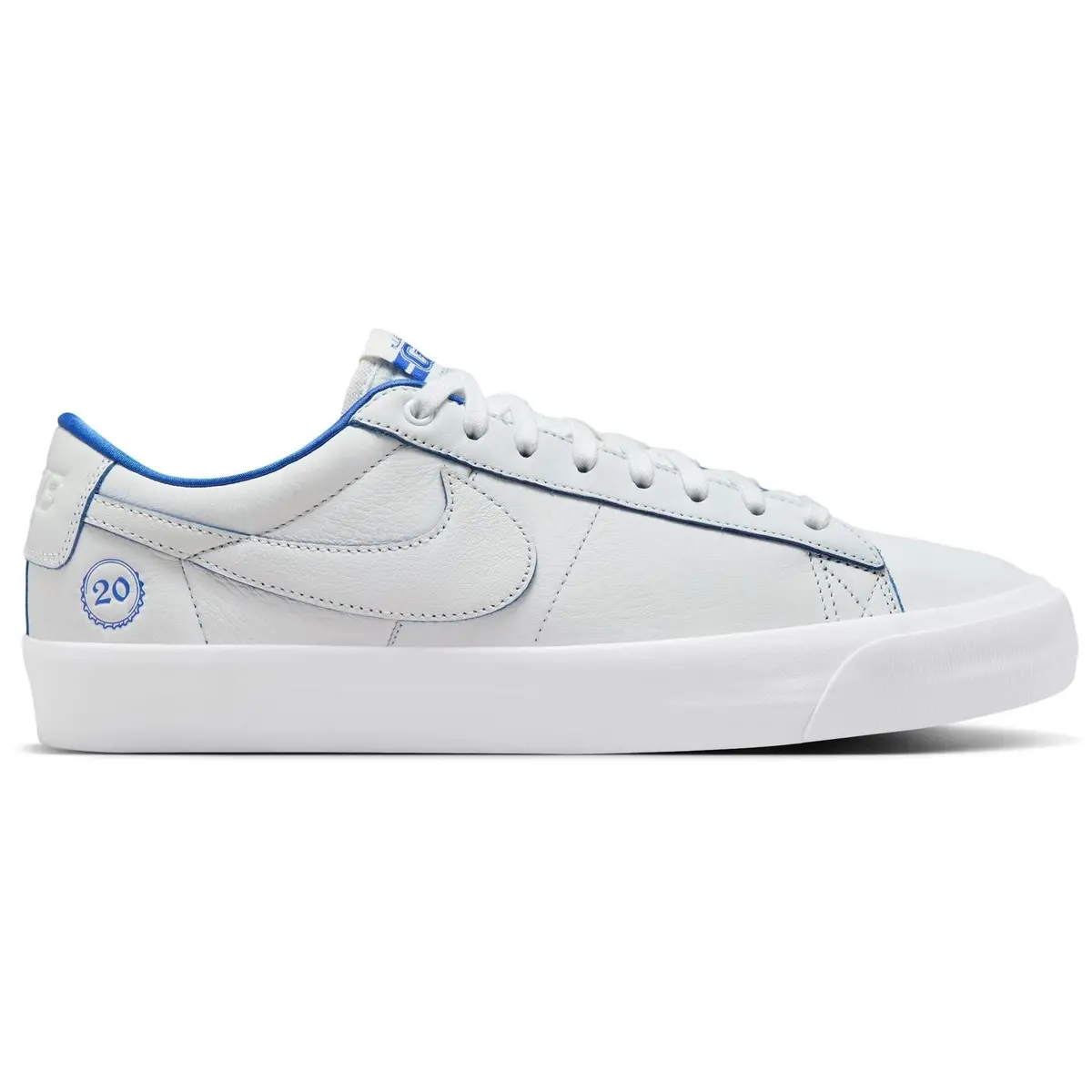 Nike SB GT Blazer Low Pro Premium Sneakers – Summit White and Game Royal Colorway