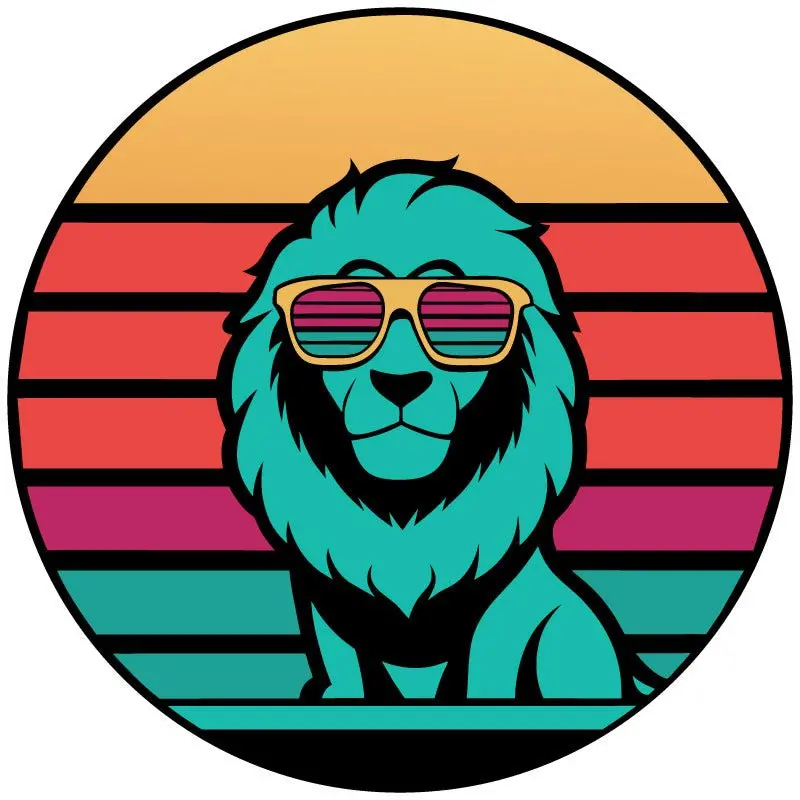 Retro Cool Lion In Sunglasses Spare Tire Cover For Jeep, Bronco, Rv, Camper, Van 1