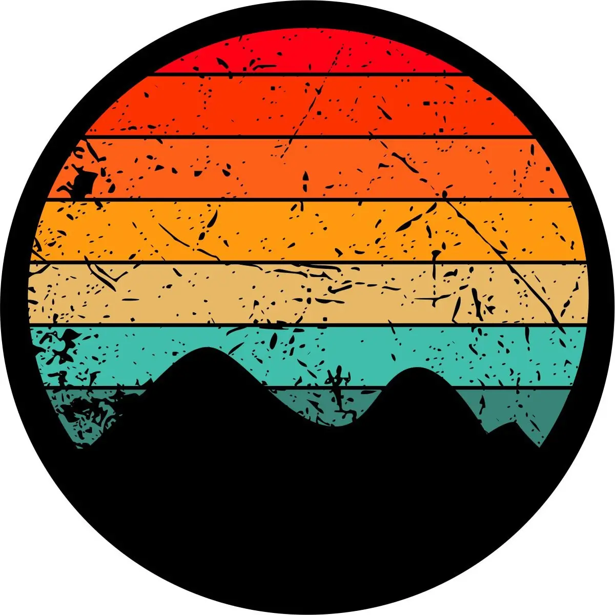 Retro Vintage Mountain & Sun - Spare Tire Cover | Jeep, Rv, Camper, Bronco 1