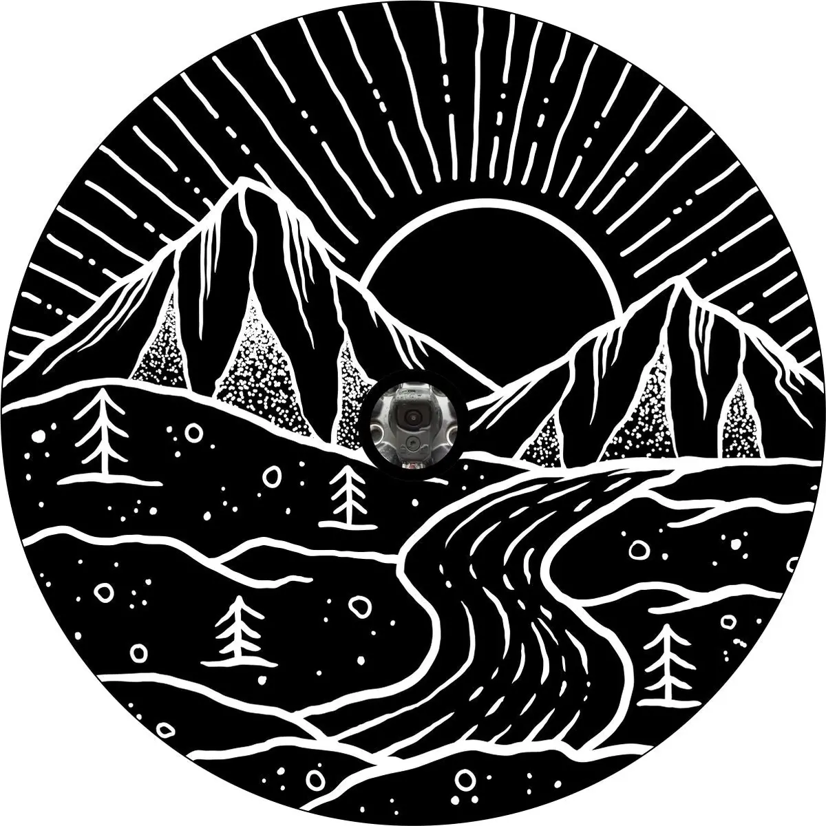 River Flowing Mountain Range At Sunset Spare Tire Cover Jeep, Rv, Bronco, Camper, Trailer, Van, Etc. 3