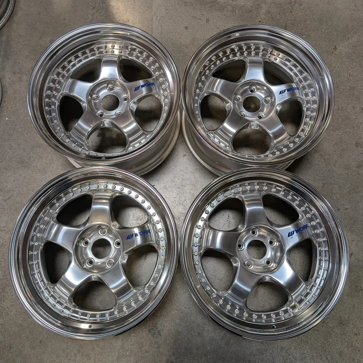 19" Work Meister S1 Three-Piece Polished Alloy Wheels with 5x114.3 Bolt Pattern