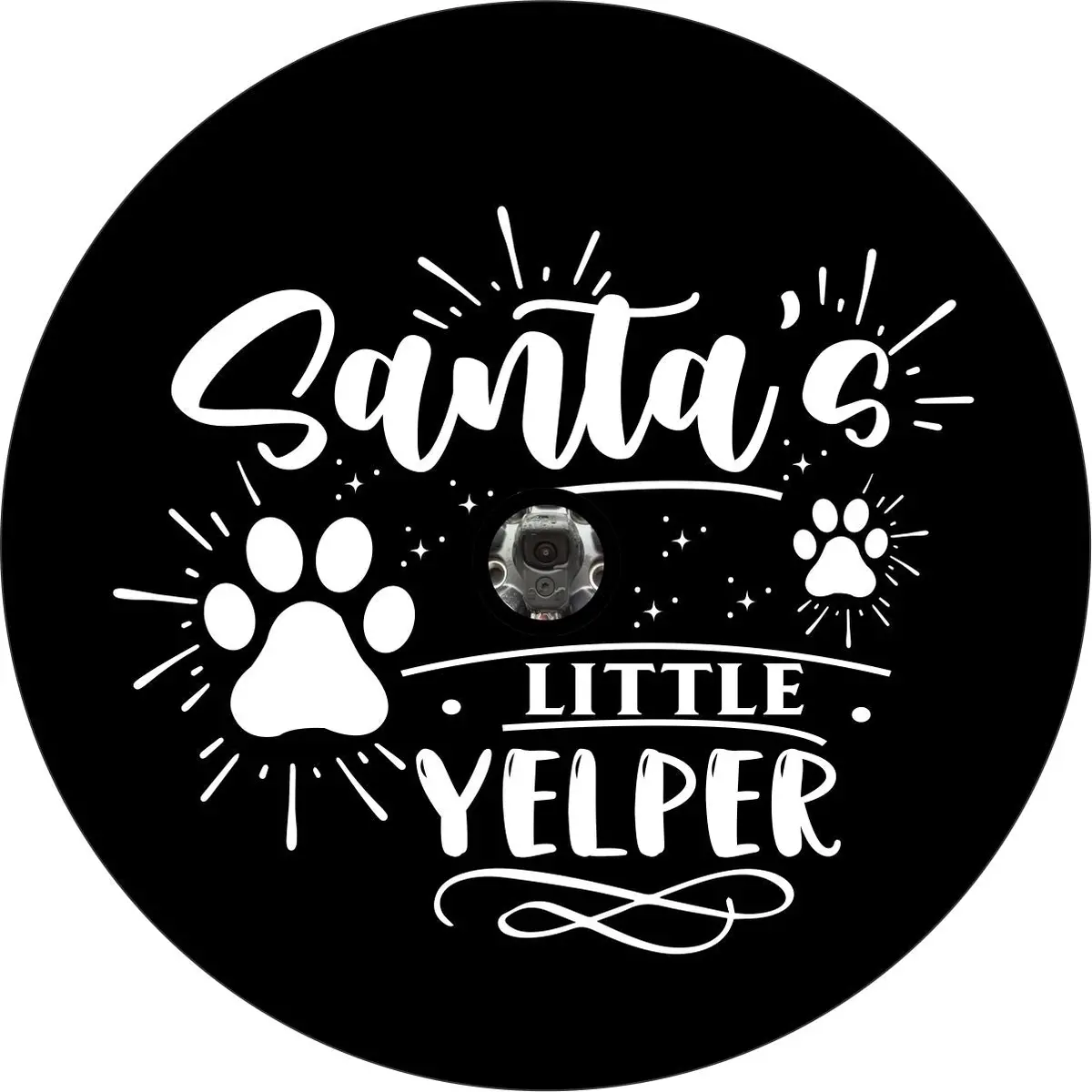 Santa's Little Yelper Paw Print Spare Tire Cover For Jeep, Rv, Bronco, Camper, & More 3