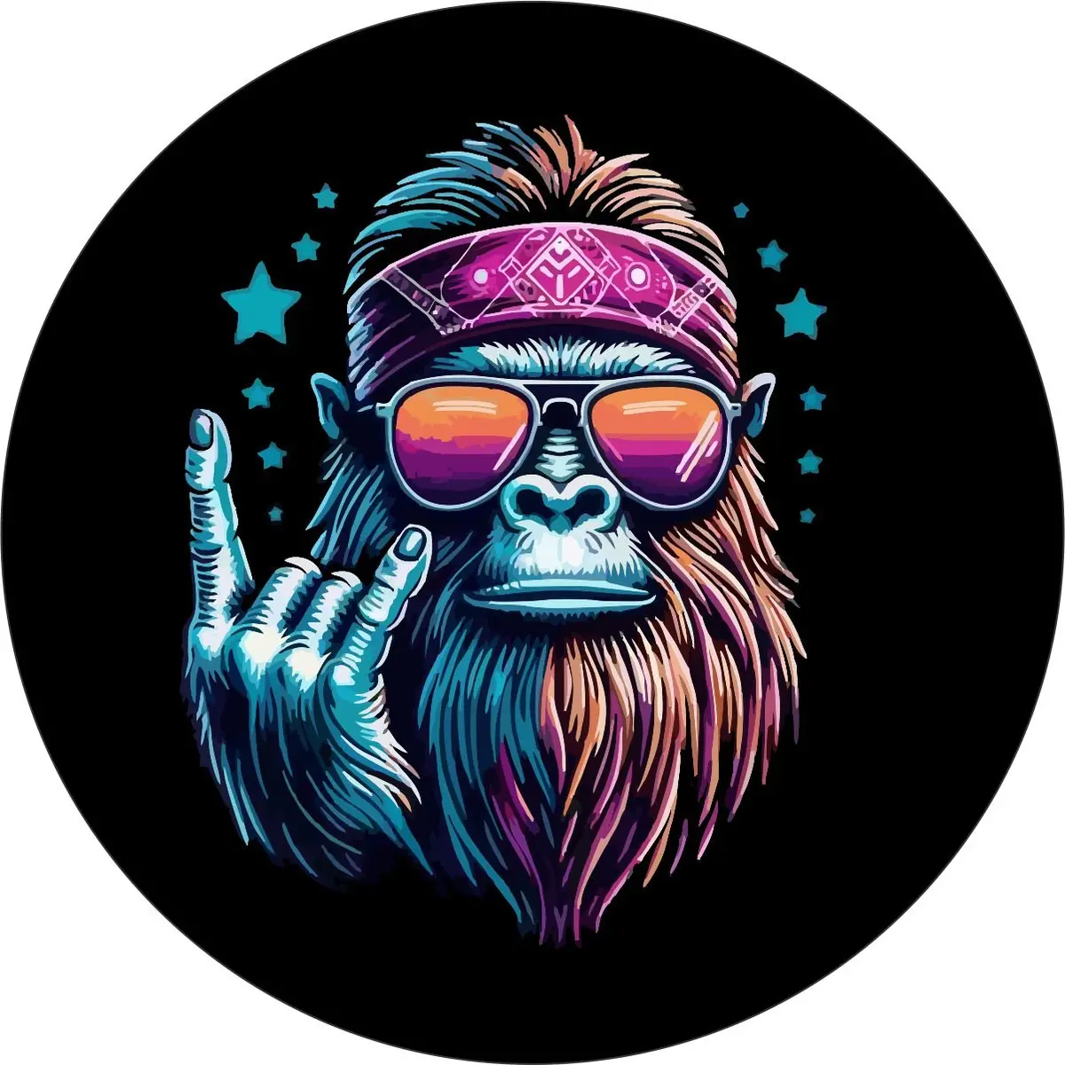 Sasquatch Rock On Hippie Bigfoot Spare Tire Cover For Broncos, Rvs, Jeeps, Campers, Motorcoach, And More 1