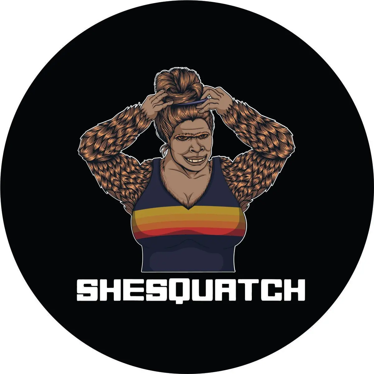 Sexy Shesquatch Bigfoot Sasquatch Messy Bun Spare Tire Cover 1