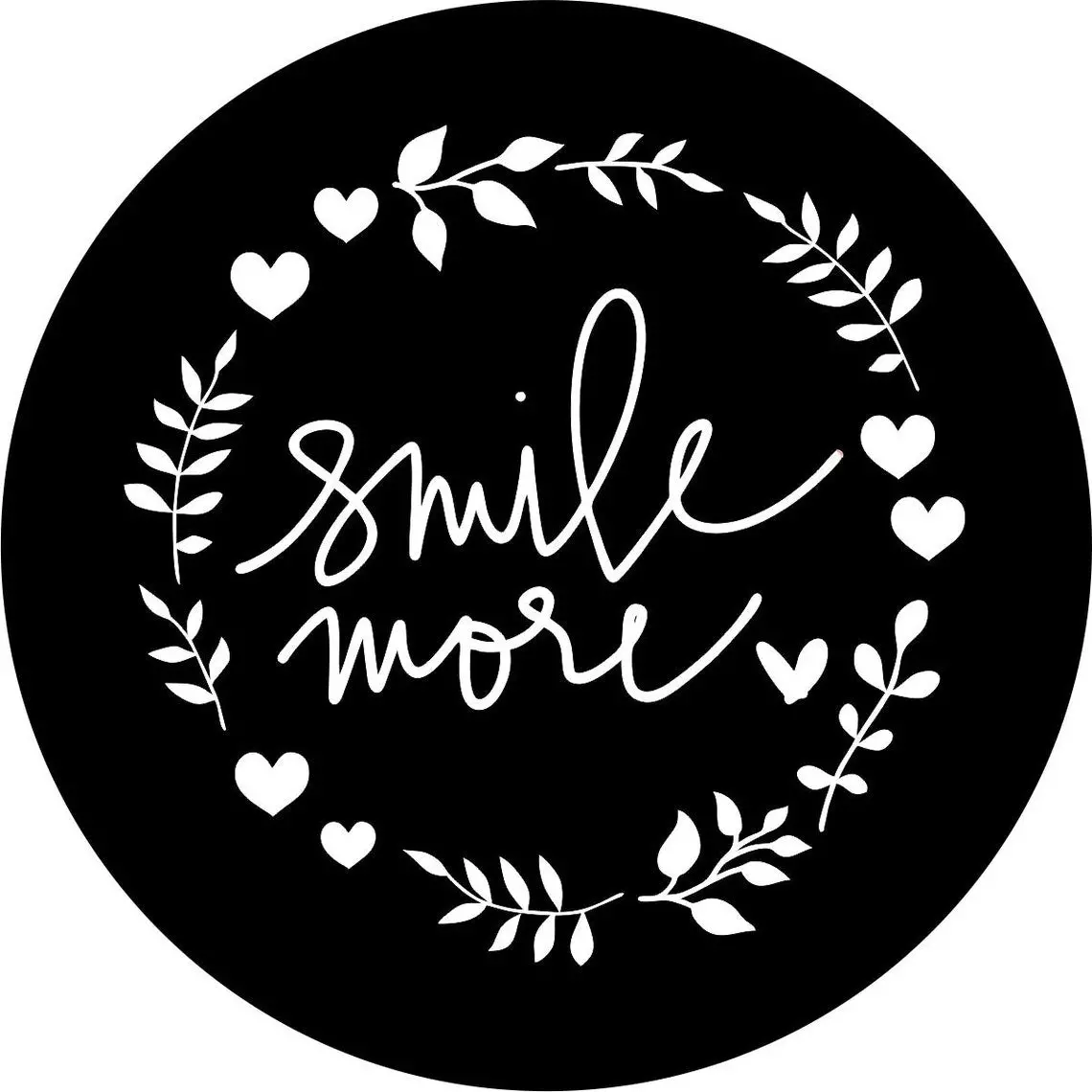 Smile More Floral Wreath Spare Tire Cover 1