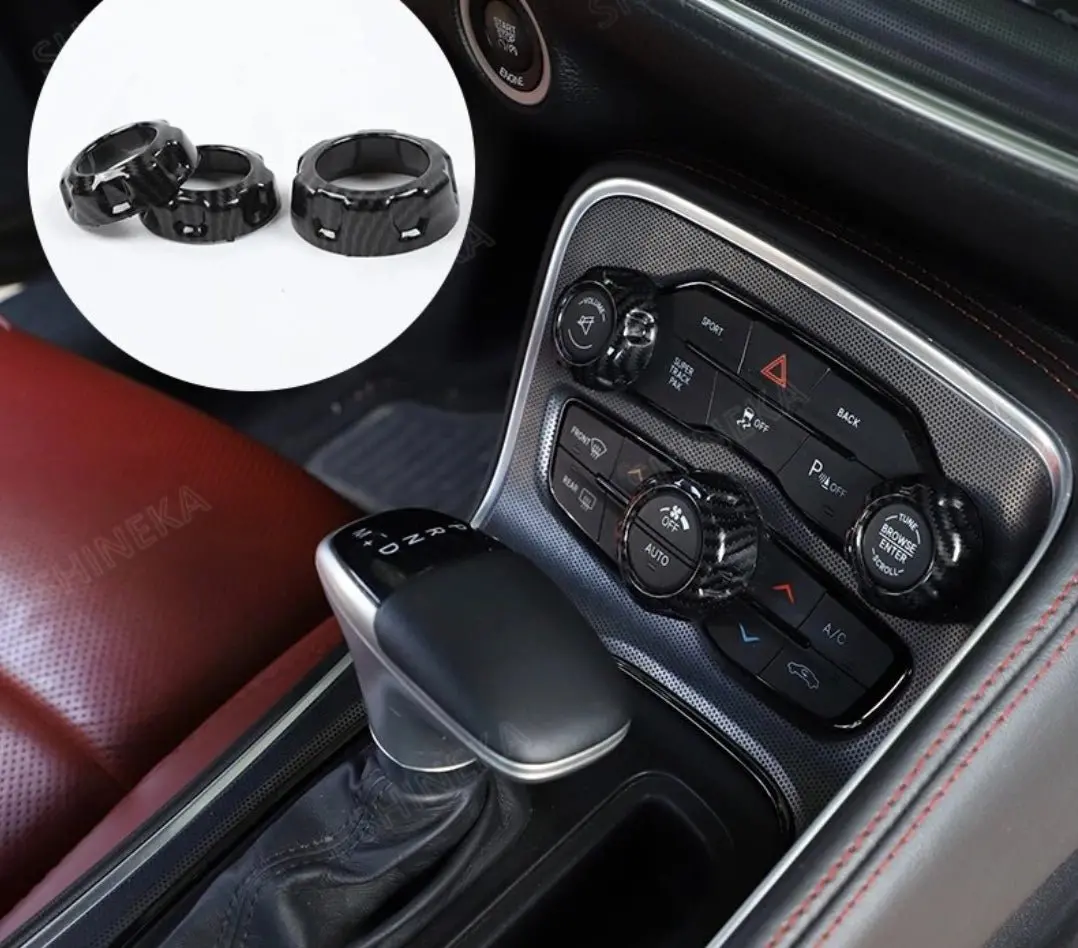 Speedlogix Carbon Print A/C Radio Knob Covers 2015-2023 Challenger 1