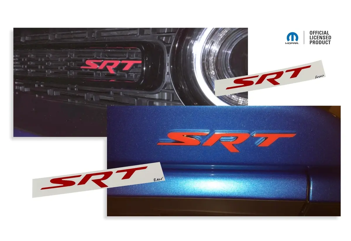 Srt Front And Rear Badge Overlay Decals - 2015-2018 Dodge Challenger Srt 392 1