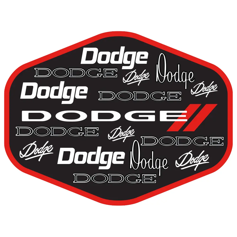 Sticker - Dodge Text Logos Hex 1