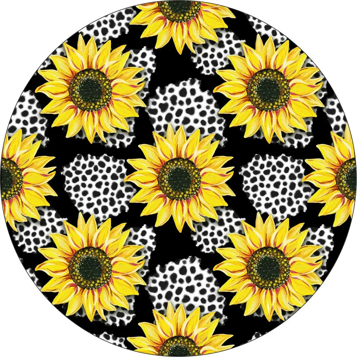 Sunflowers With Leopard Print Spare Tire Cover For Jeep, Bronco, Rv, Camper, & More 1