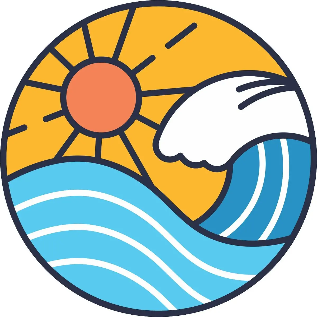 Sunshine & Beach Wave Geometric Spare Tire Cover - Jeep, Rv, Bronco, Camper, Trailer, Etc. 1