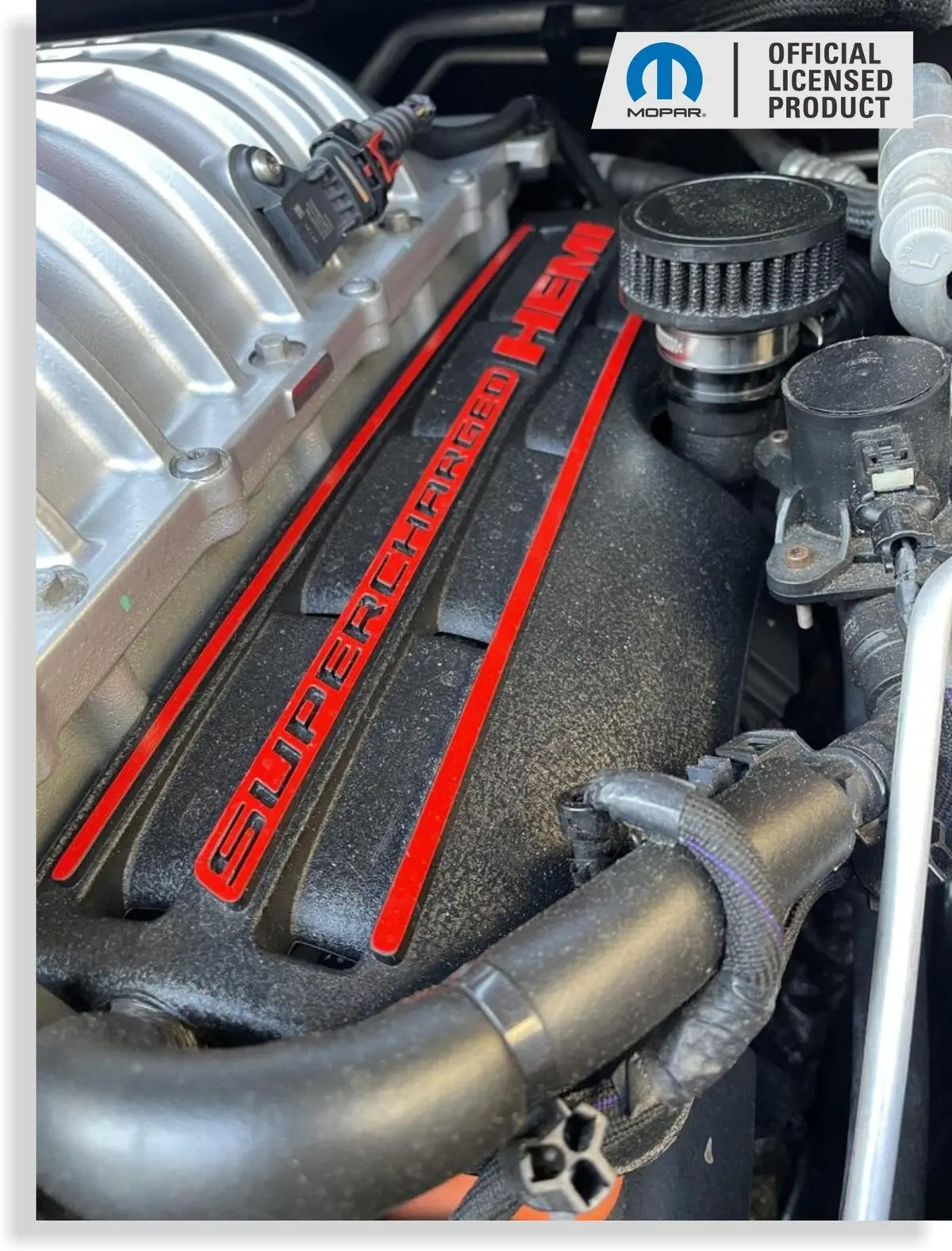 Supercharged Hemi Engine Cover Overlay Decals - Grand Cherokee Trackhawk 1