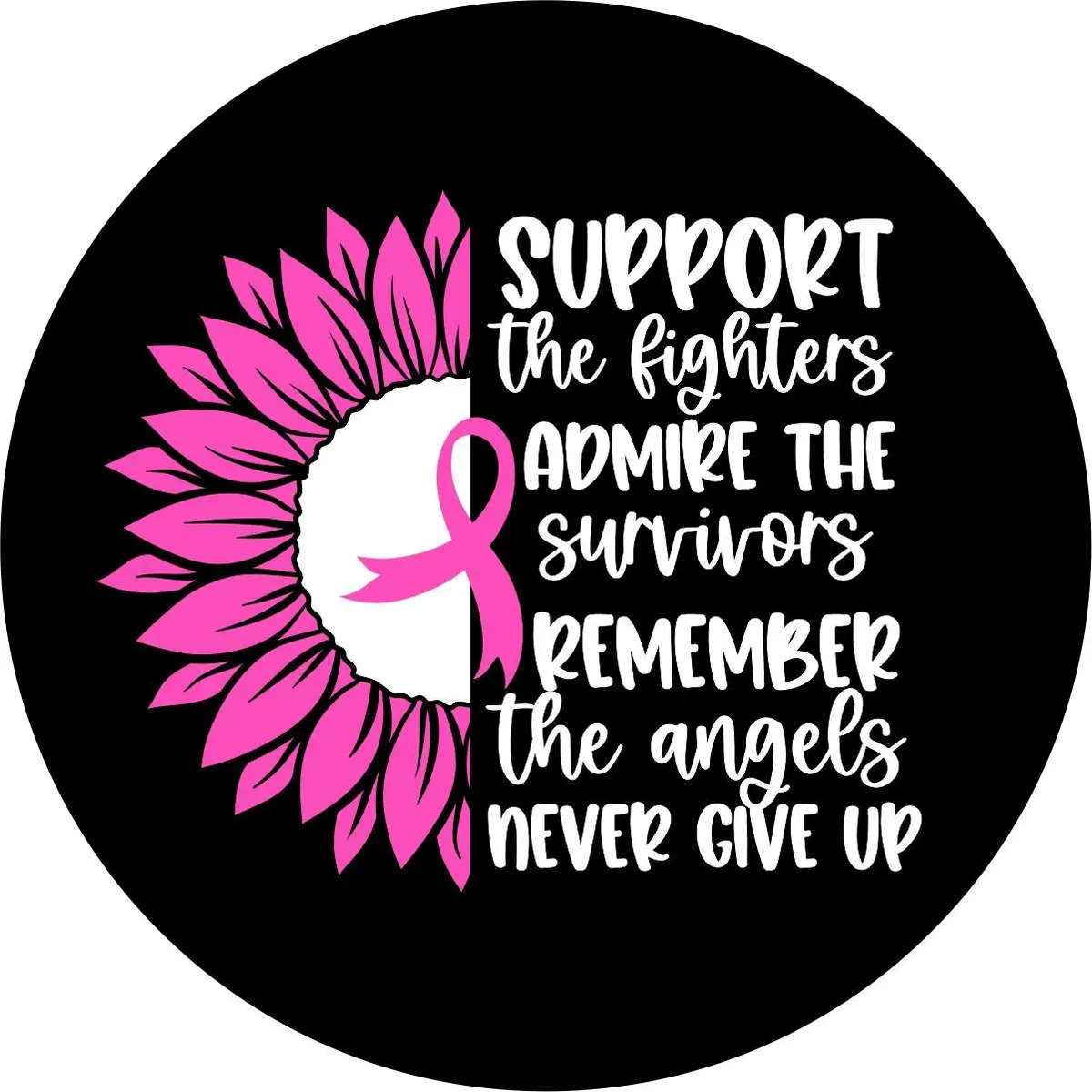 Support The Fighters Sunflower Breast Cancer Spare Tire Cover 1