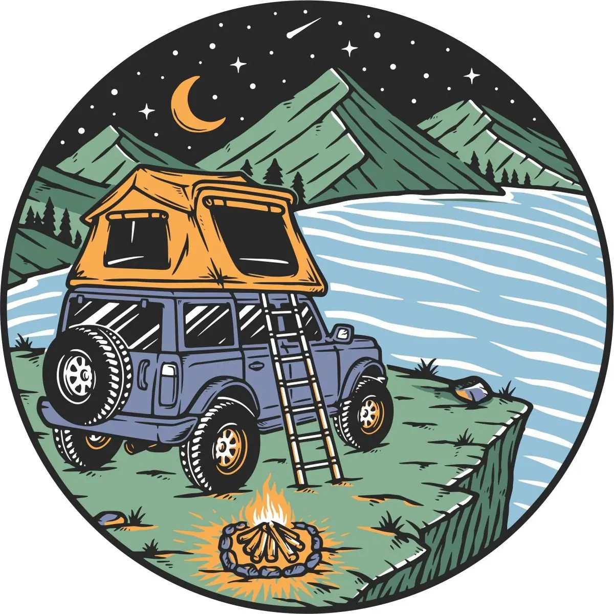 Suv Roof Top Camping Spare Tire Cover For Jeep, Bronco, Rv, Camper, Trailer, And More 1