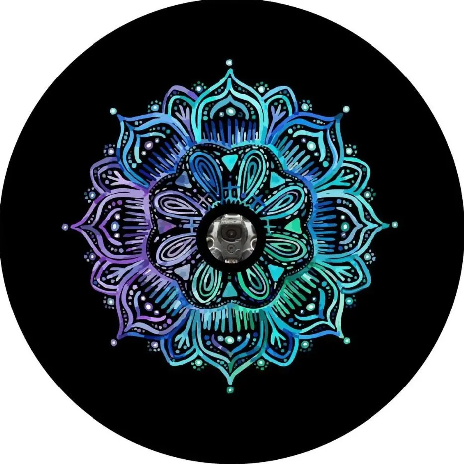 Teal & Purple Mandala Spare Tire Cover For Jeep, Bronco, Rv, Camper, & More 3