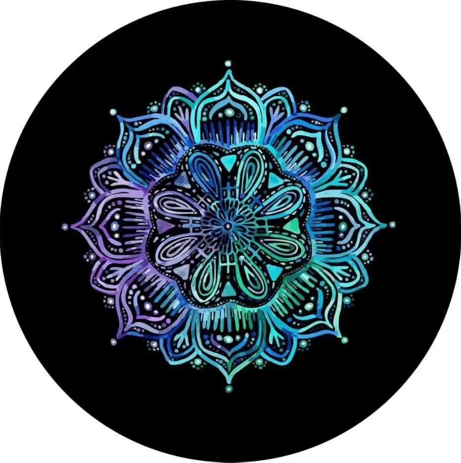 Teal & Purple Mandala Spare Tire Cover For Jeep, Bronco, Rv, Camper, & More 1