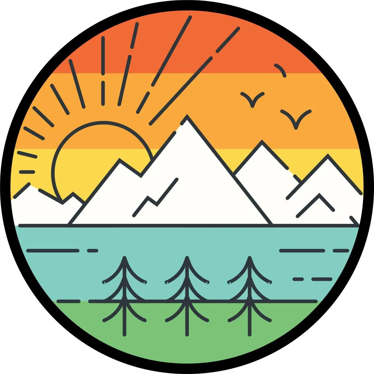 Thin Line Design Retro Landscape Mountain Spare Tire Cover | Jeep, Rv, Camper, Bronco, Etc. 1