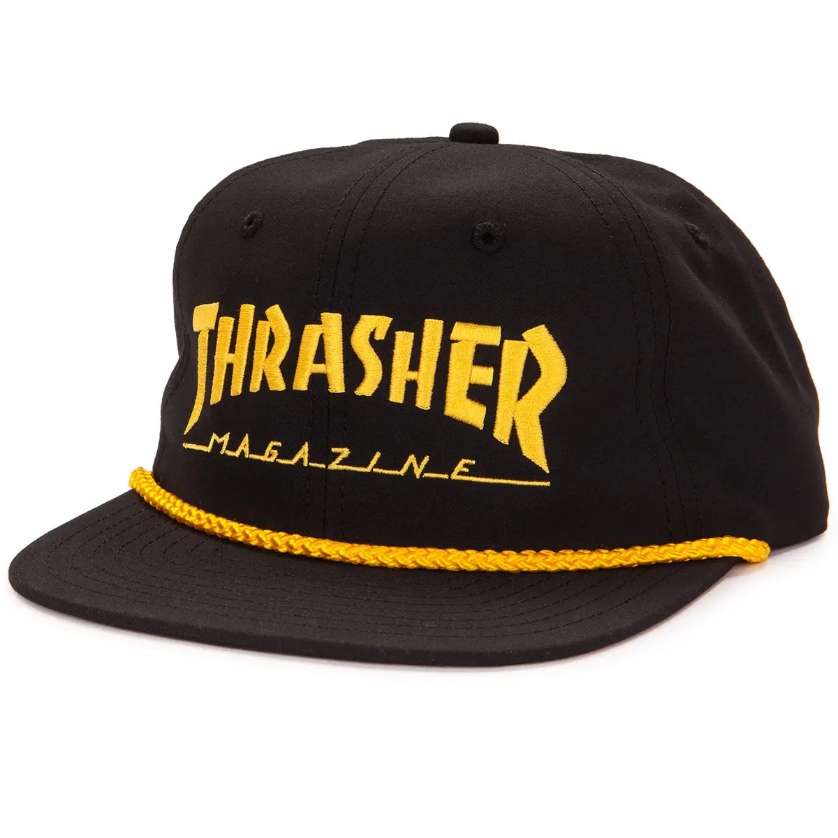 Thrasher Logo Rope Snapback Hat - Black 1