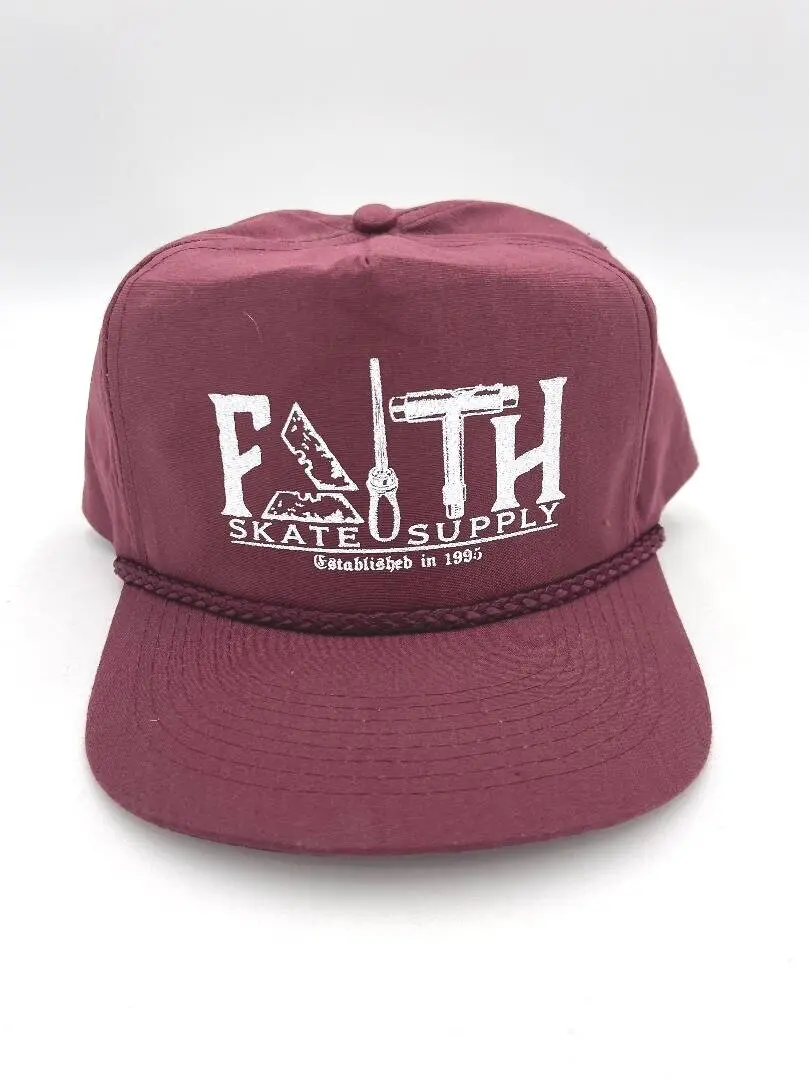 Maroon Poly-Cotton Faith Cap – 'Tools of the Trade' Design