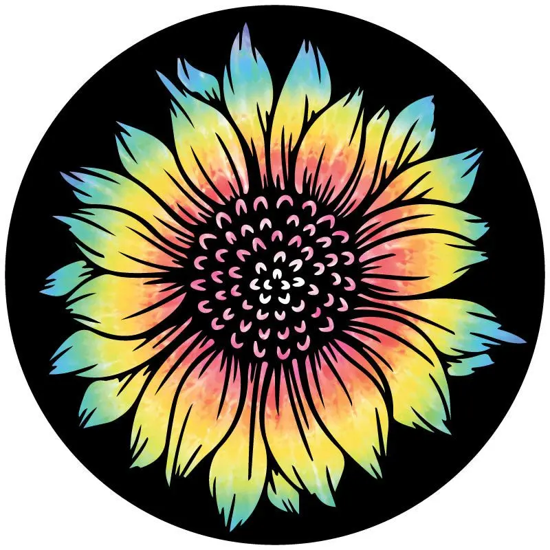 Tie Dye Sunflower Spare Tire Cover For Jeep, Rv, Bronco, Campers, Vans, & More 1