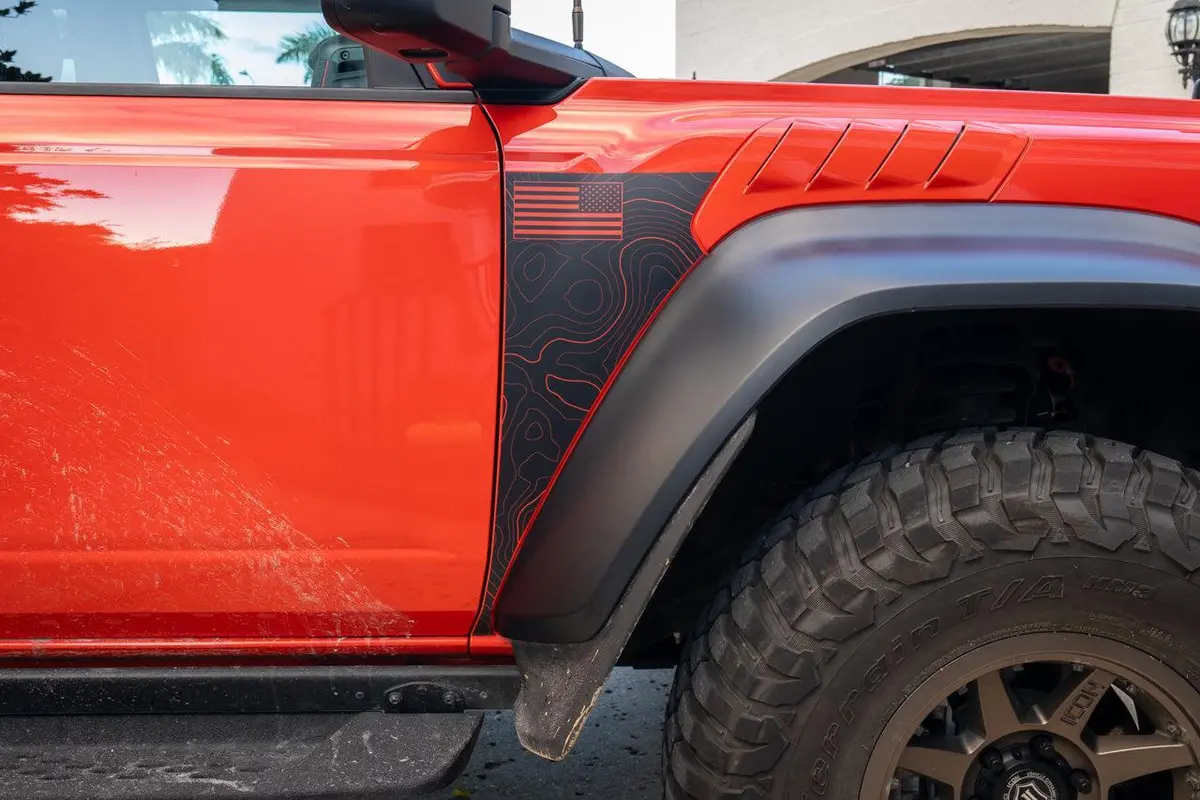 Topo American Flag Fender Overlays (Clear) - 2022+ Bronco Raptor 1