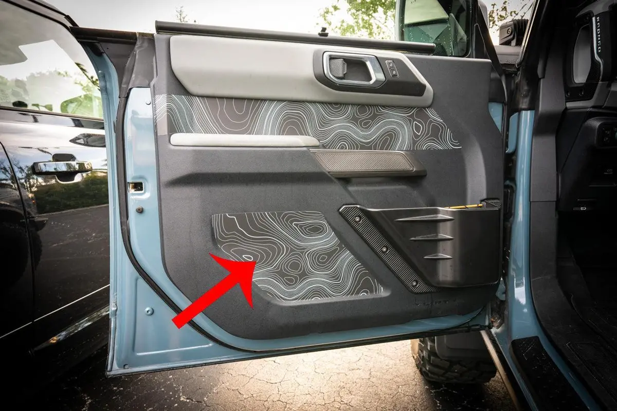 Topo Interior Lower Front Door Card Insert Overlays (Printed Series) - 2021+ Bronco 4 Door 1
