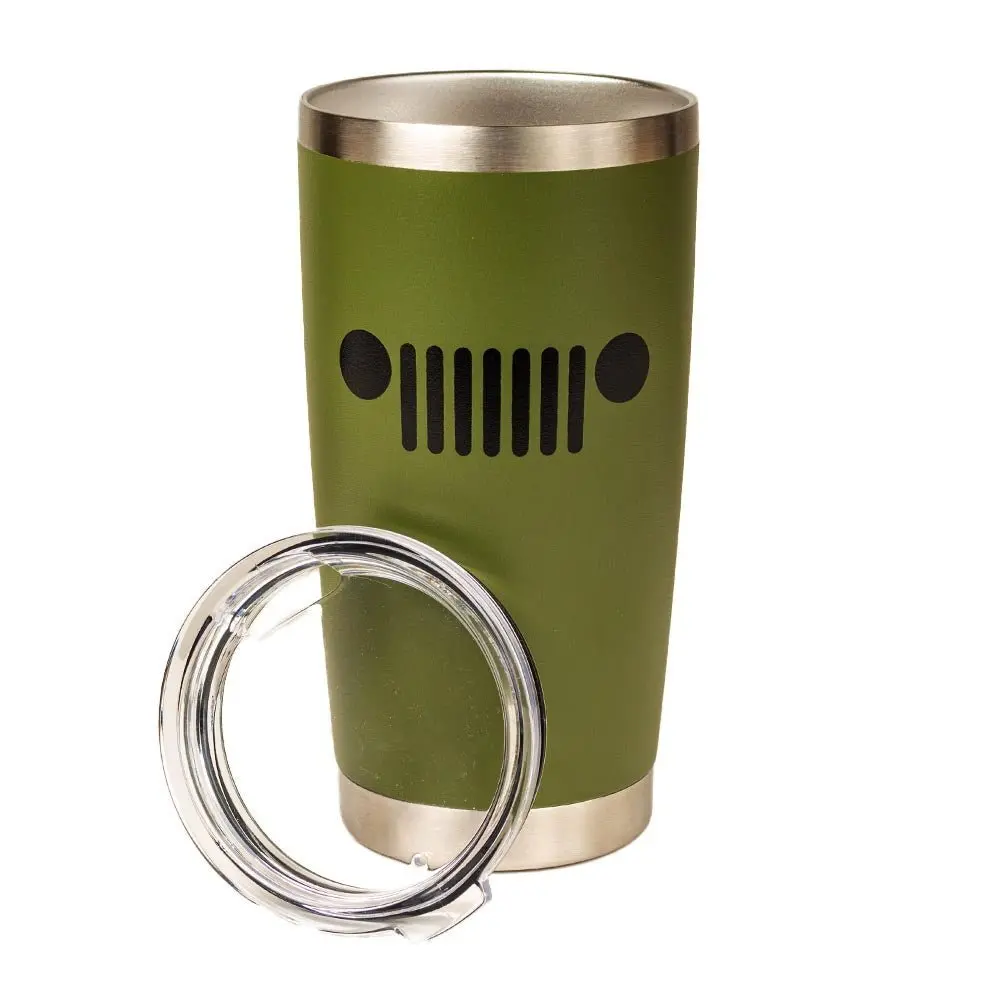 Travel Mug - Jeep® Text And Grill Powder Coated - Jeep Green 1