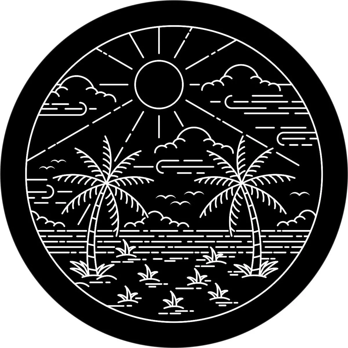 Tropical Beach & Palm Trees Spare Tire Cover Design - Jeep, Rv, Camper, Van, Bronco, Trailer, Fj Cruiser 1