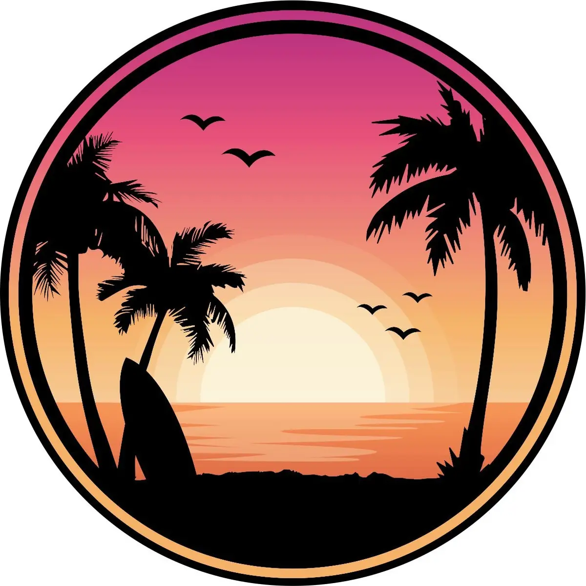 Tropical Beach Sunset Landscape Beautiful Spare Tire Cover For Jeep, Rv, Camper, Trailers, & More 1
