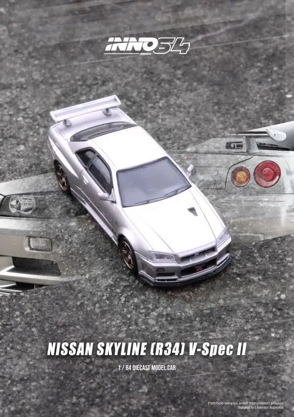 Inno64 1/64 Nissan Skyline Gt-T (R34) V-Spec Ii Silver 1