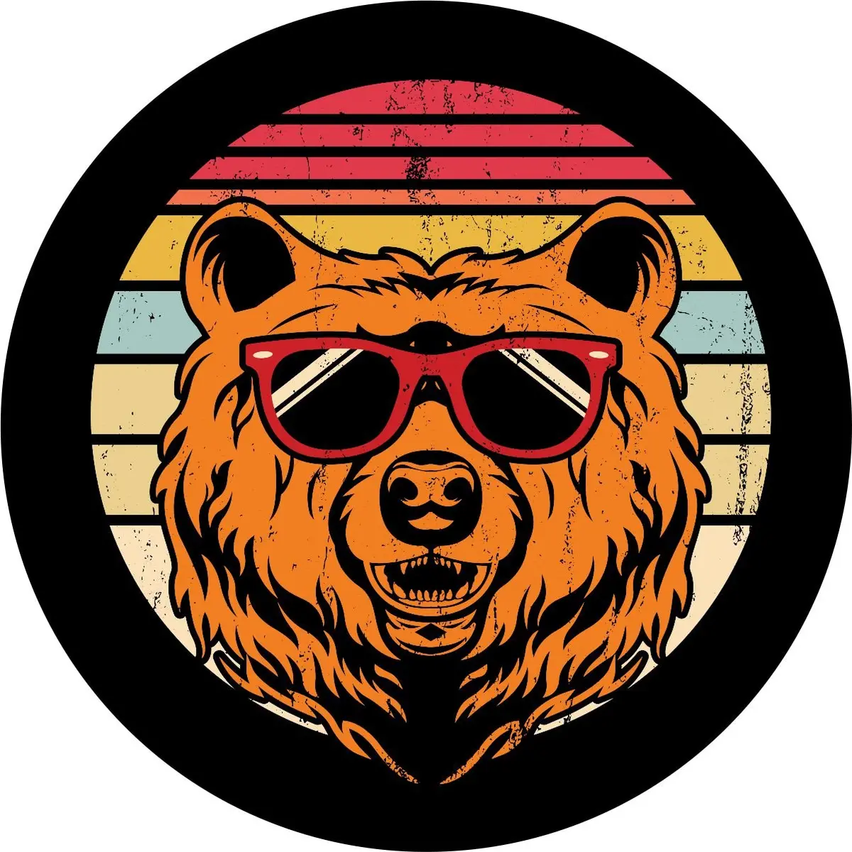 Vintage Bear With Sunglasses - Spare Tire Cover For Bronco, Jeep, Rv, Campers, Trailers, & More 1