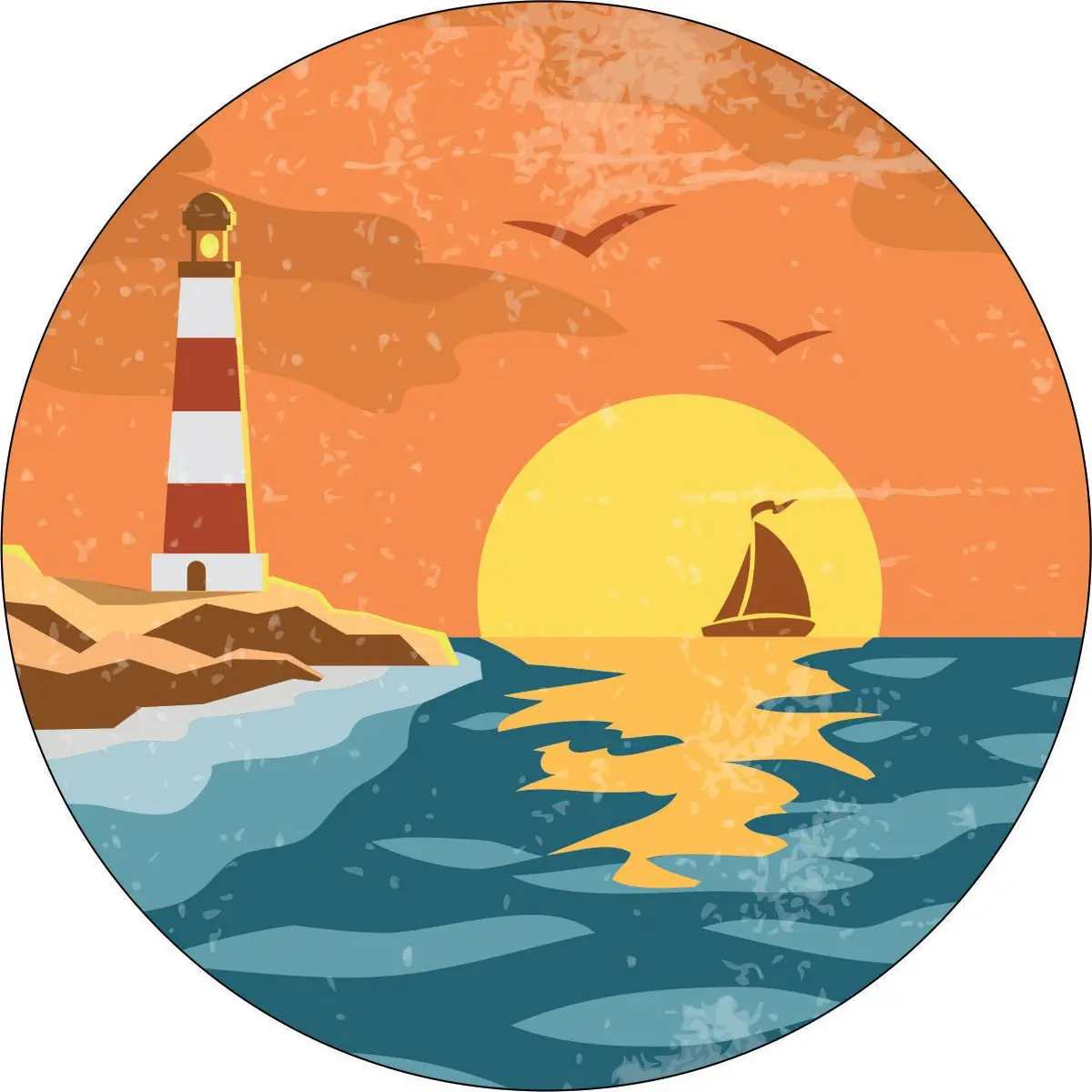 Vintage Lighthouse Coastal Sea Spare Tire Cover 1