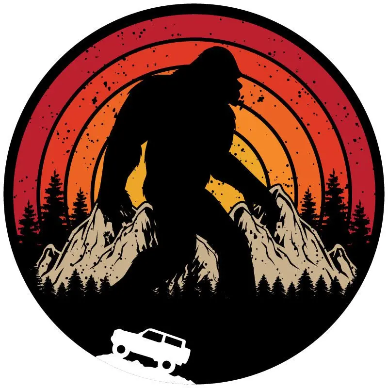 Vintage Retro Sasquatch & Bronco Spare Tire Cover 1