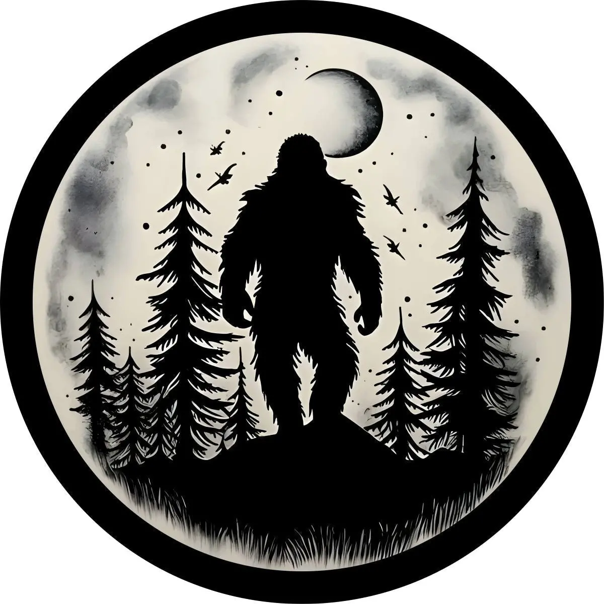 Walking In The Moonlight Bigfoot Sasquatch Spare Tire Cover For Bronco, Jeep, Rv, Camper, Etc. 1