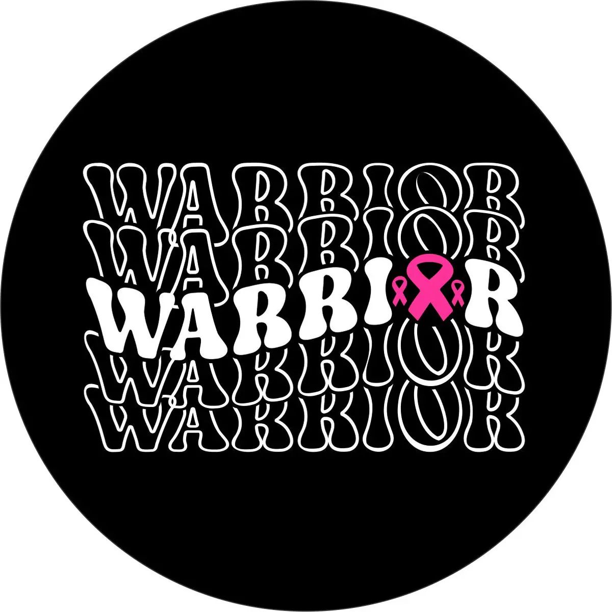 Warrior Cancer Ribbon Spare Tire Cover For Jeep, Bronco, Rv, Camper, Trailer, & More 1