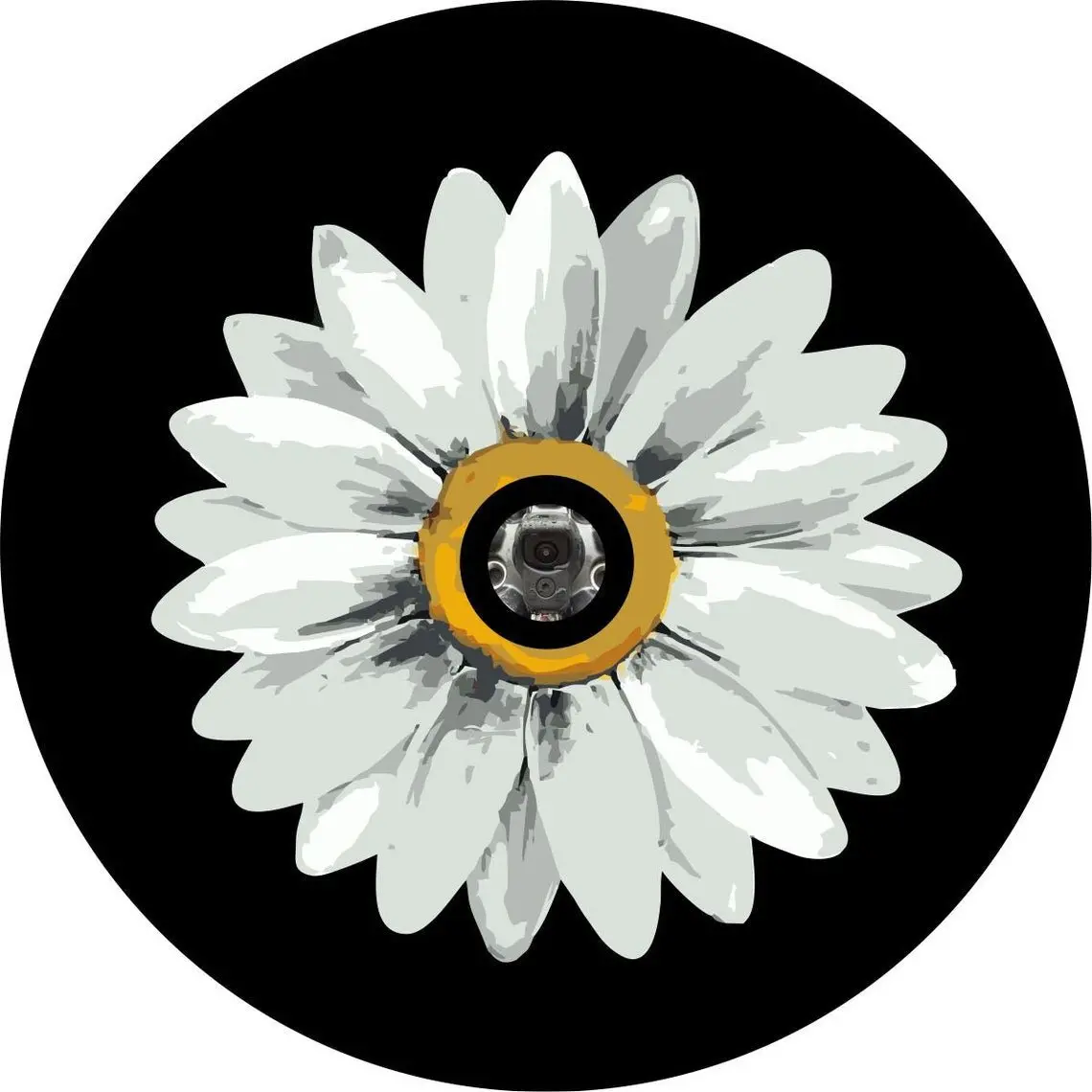 Watercolor Daisy Flower Spare Tire Cover 2