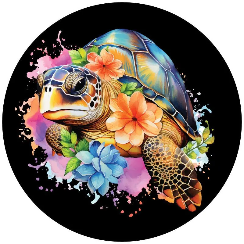 Watercolor Sea Turtle Spare Tire Cover For Jeep, Bronco, Rv, Camper, Van, & More 1