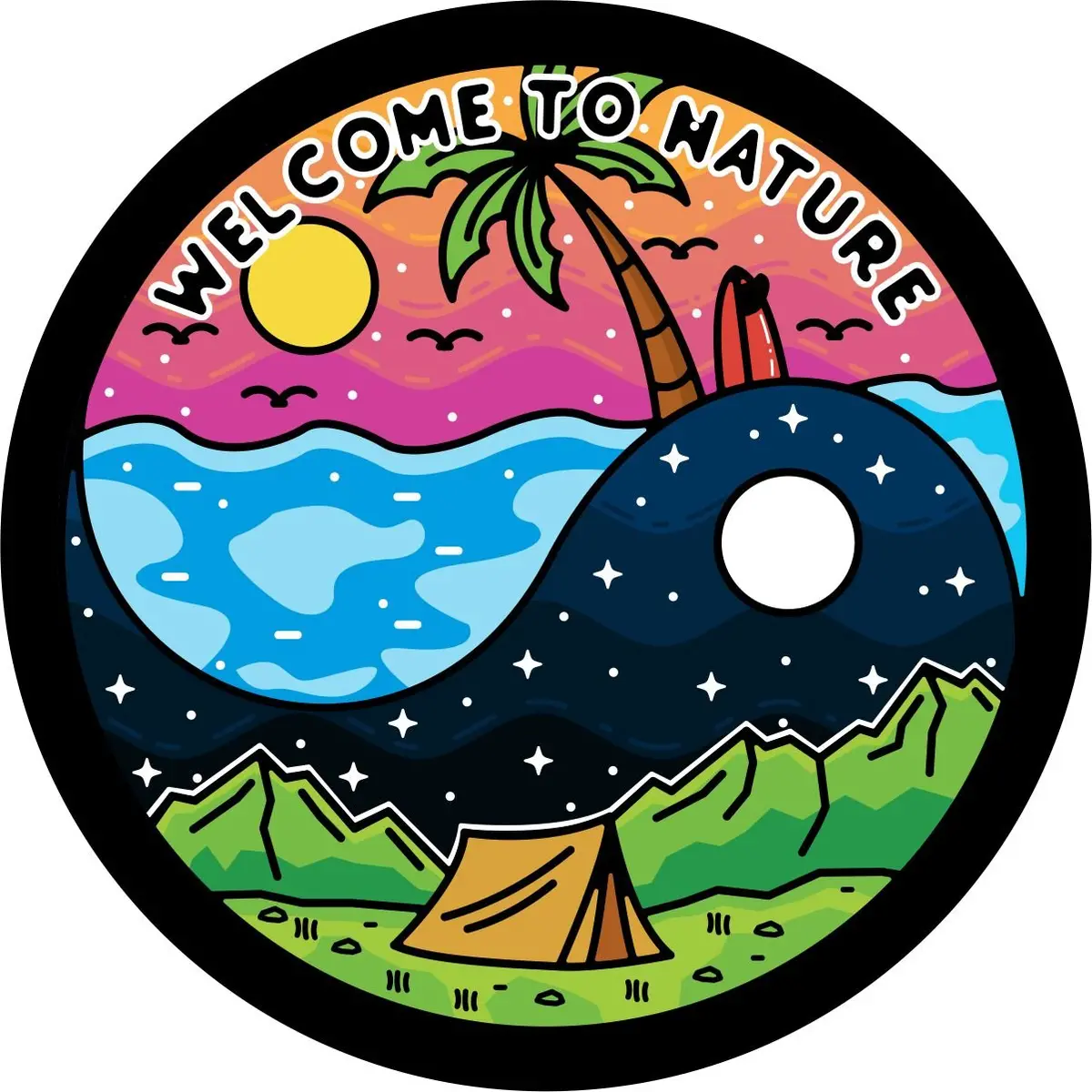Welcome To Nature Yin Yang Creative Spare Tire Cover 1