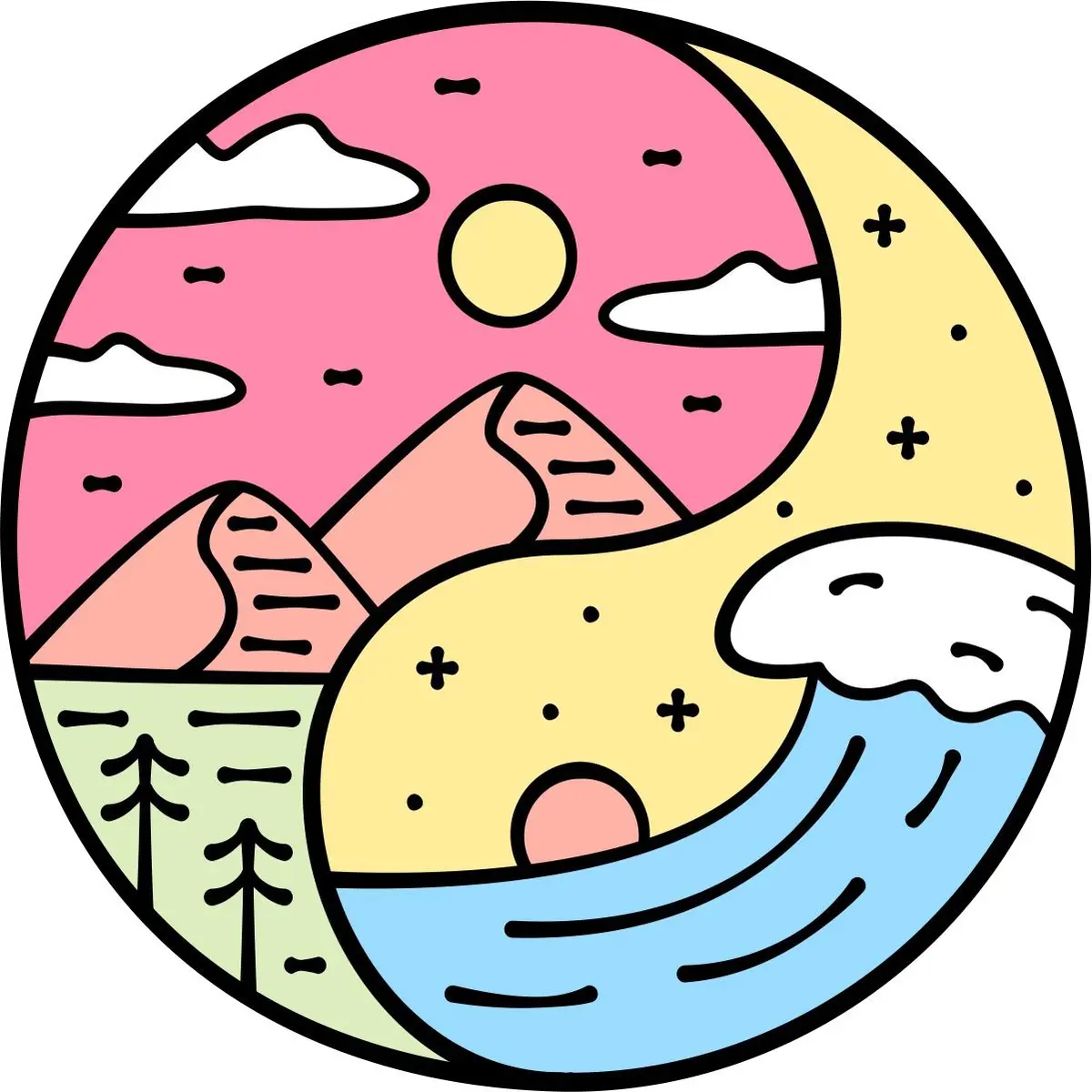 Yin Yang Mountain Wave Nature Spare Tire Cover For Jeep, Rv, Camper, And More 1