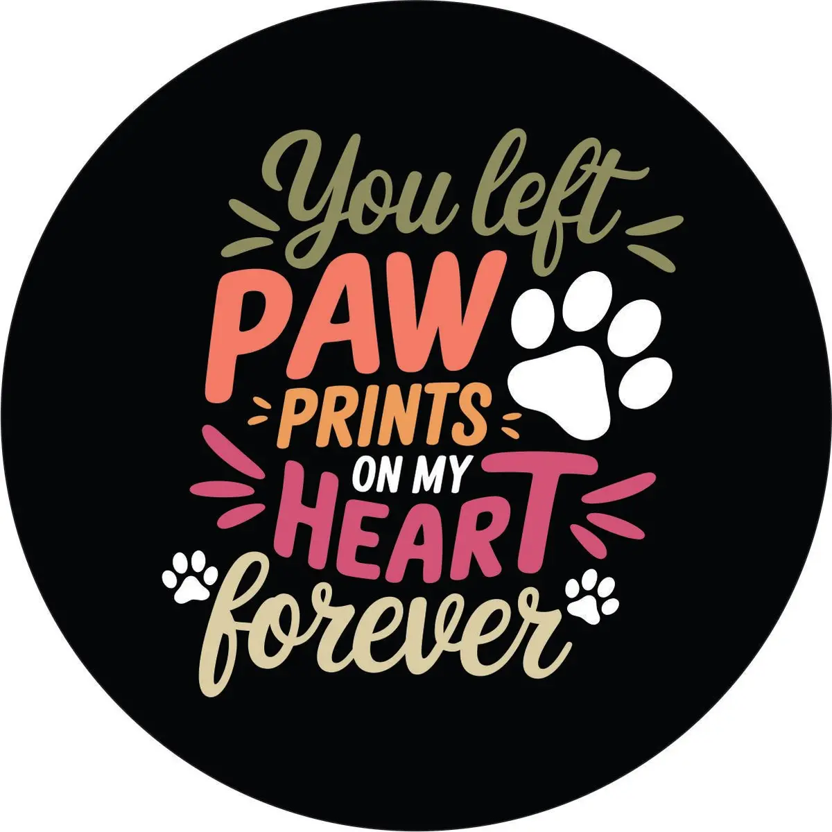 You Left Paw Print On My Heart Spare Tire Cover For Jeep, Bronco, Rv, Camper, Trailer, & More 1