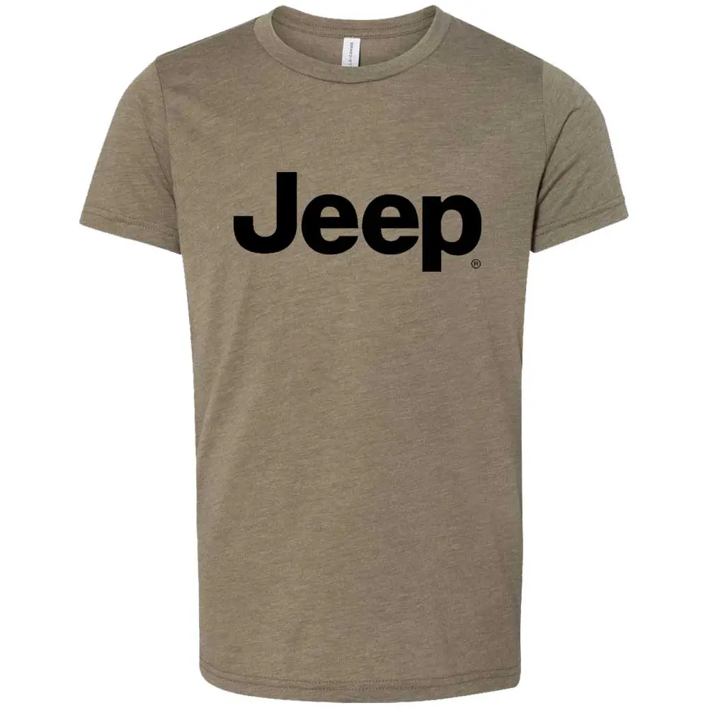 Youth - Jeep Text - Triblend Military Green 1
